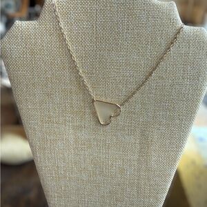 Gold Heart Outline Necklace with White Inlay - Timeless Feminine Pendant
